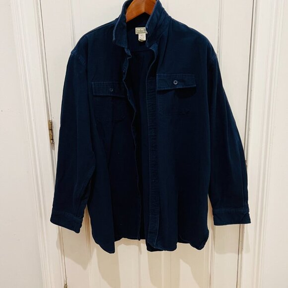 LL Bean Shirt Men 2XL Navy Heavy Chamois Work Overcoat Vintage XXL - Picture 14 of 16